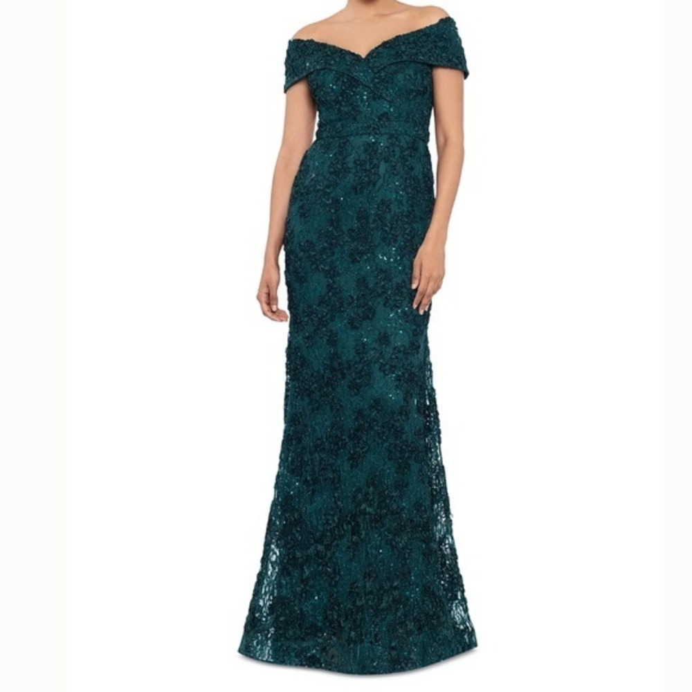 XSCAPE - Off-The-Shoulder Lace Gown